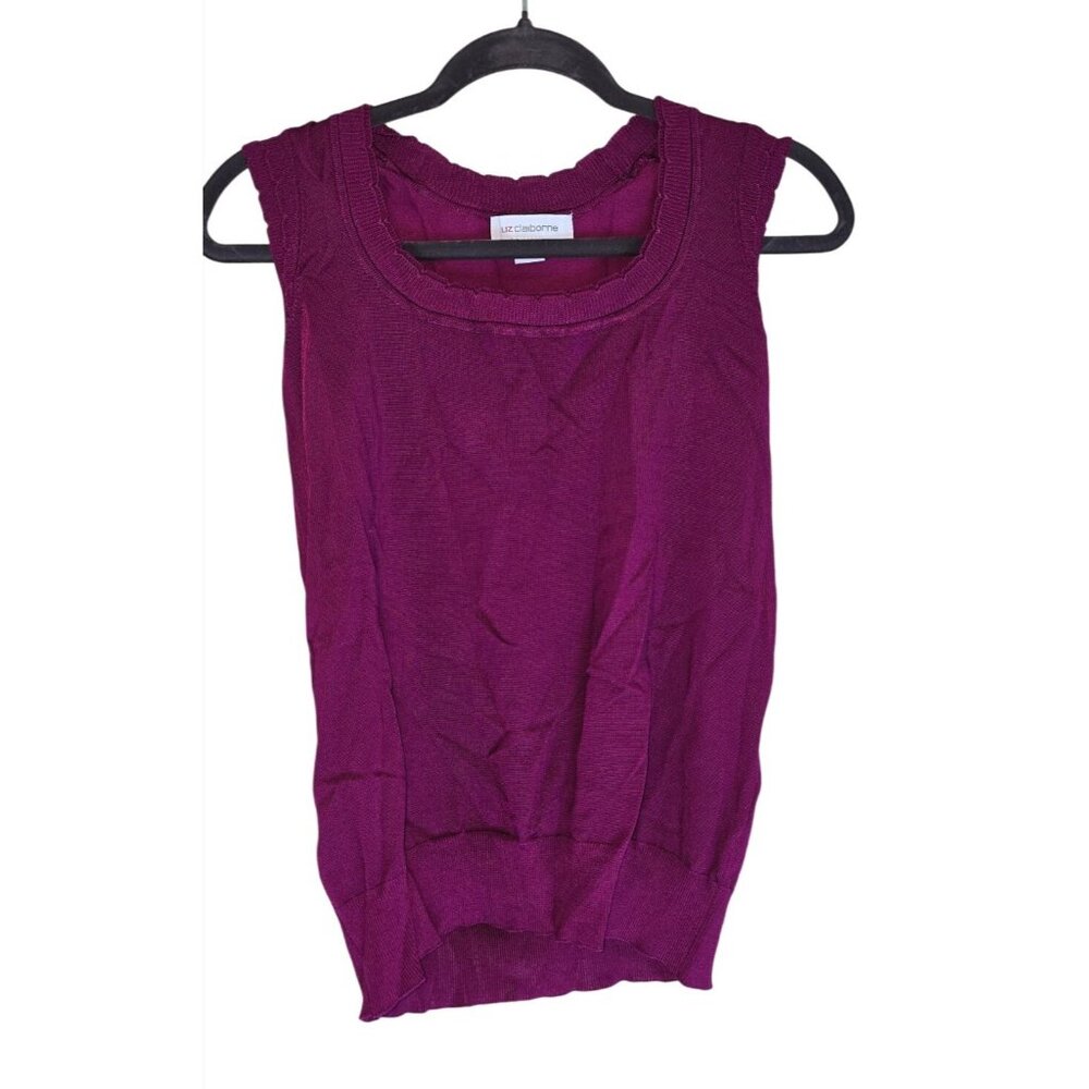 Liz Claiborne Womens Sleeveless Knit Sweater Top Madrid Rose Size S